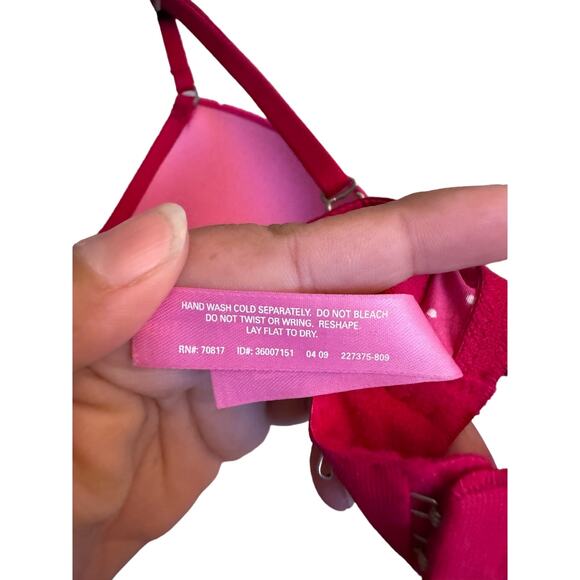 Victoria's Secret Pink T Shirt Demi Bra Size 36B Pink with White Polka Dots - Picture 8 of 8